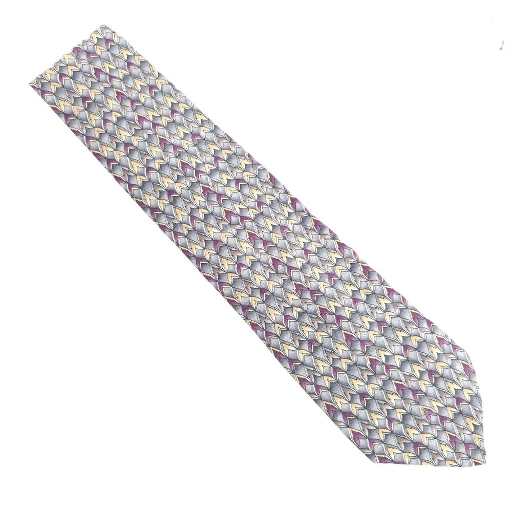 Cocktail Collection by Stonehenge Men Necktie 100% Silk Gray Tan 59x3.5 - NWOT